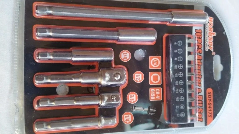 SET DE DADOS 1/4, 3/8, 1/2 CON EXTENSOR Y PUNTAS - 4