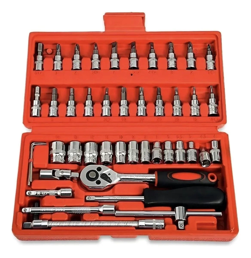 SET DE HERRAMIENTAS JUEGO LLAVE TUBO 46 PIEZAS - 5