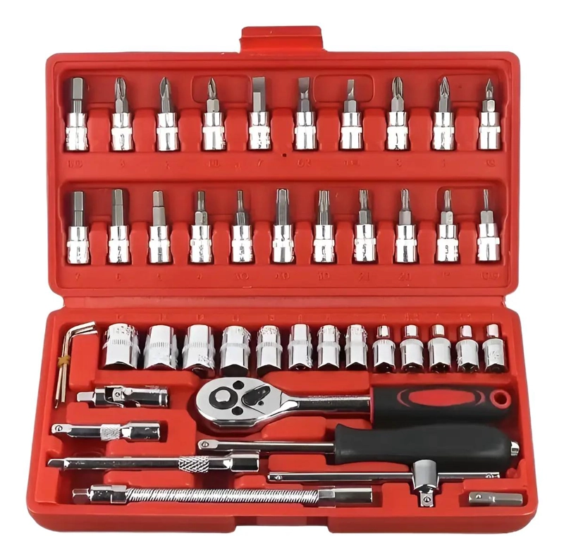 SET DE HERRAMIENTAS CON 46 PIEZAS DE DADOS MECANICOS - 1