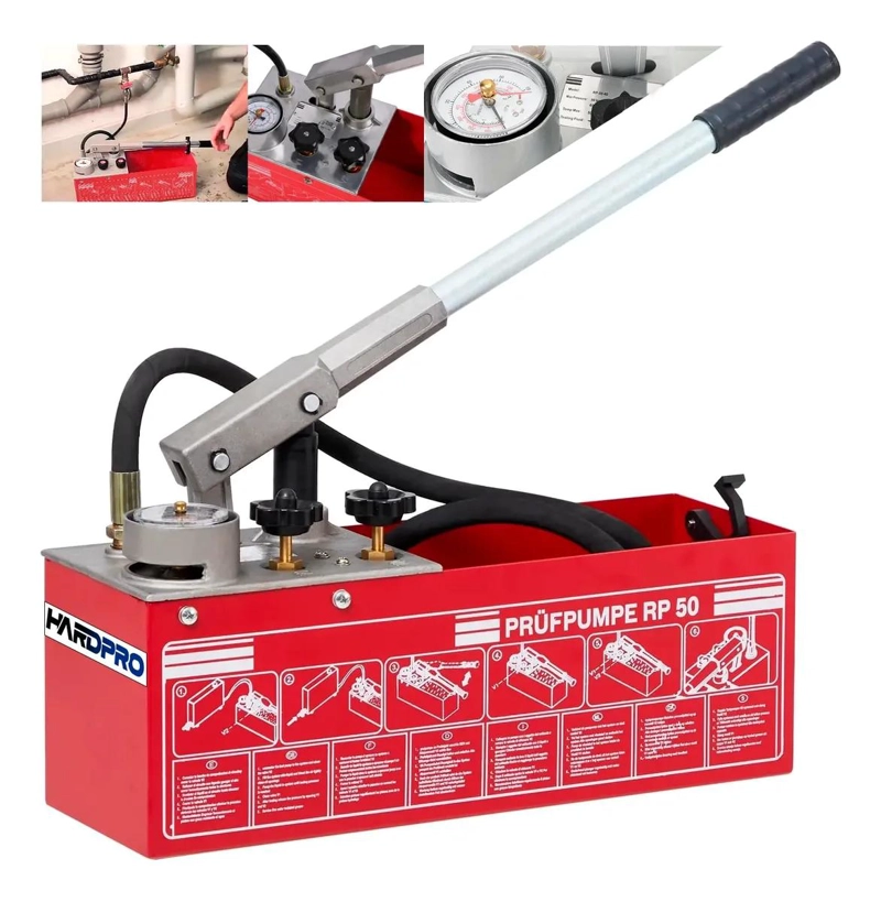 BOMBA MANUAL PARA PRUEBA DE PRESION HIDRAULICA 0-50 BAR - 1