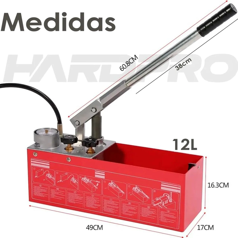 BOMBA MANUAL PARA PRUEBA DE PRESION HIDRAULICA 0-50 BAR - 2