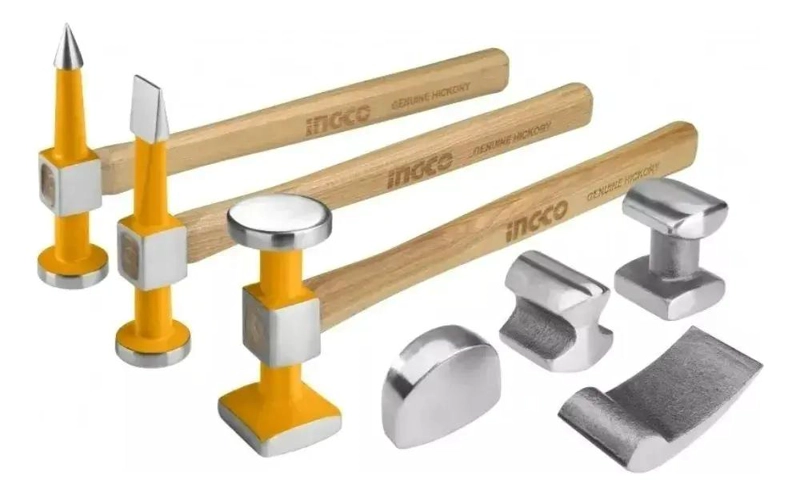 JUEGO DE 7 MARTILLOS DESABOLLADORES CON MANGO DE MADERA - 3