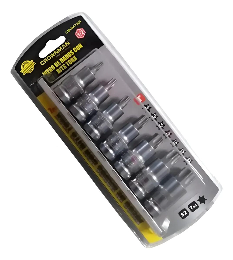 JUEGO DE DADOS TORX HEXAGONAL PUNTA ESTRELLA 7 PIEZAS - 1