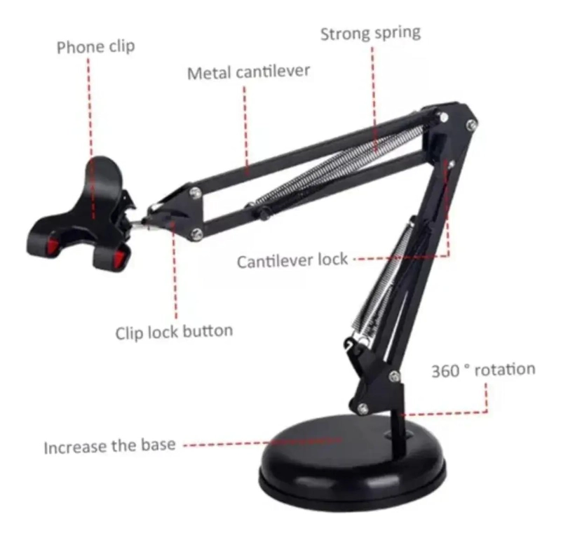 SOPORTE PLEGABLE PARA CELULAR Y TABLET CON BASE DE MESA - 2