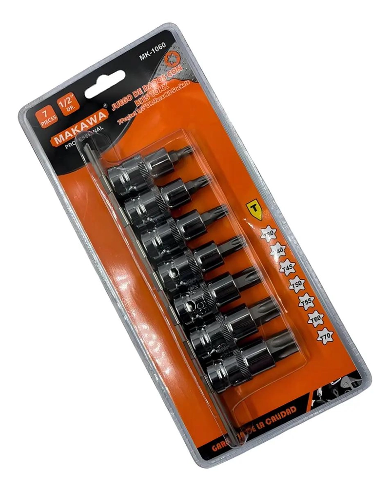 JUEGO DE DADOS PUNTA TORX 1/2 7 PIEZAS T30-T70 - 1