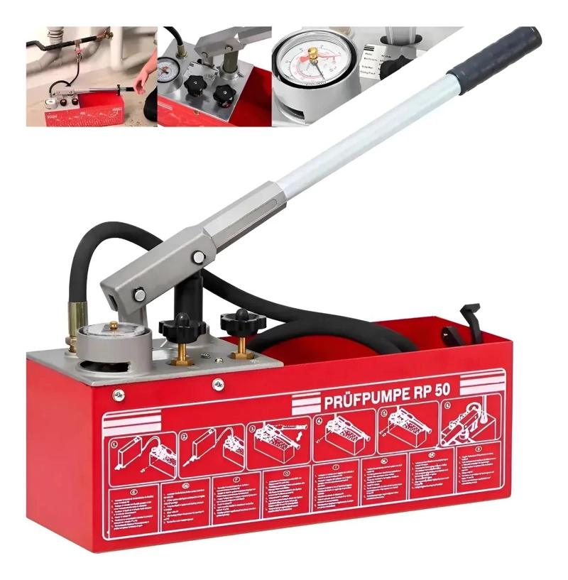 BOMBA MANUAL PARA PRUEBA DE PRESION HIDRAULICA 0-50 BAR - 1