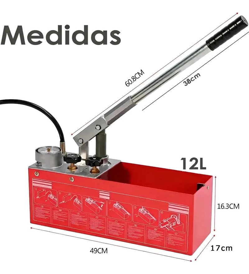 BOMBA MANUAL PARA PRUEBA DE PRESION HIDRAULICA 0-50 BAR - 2