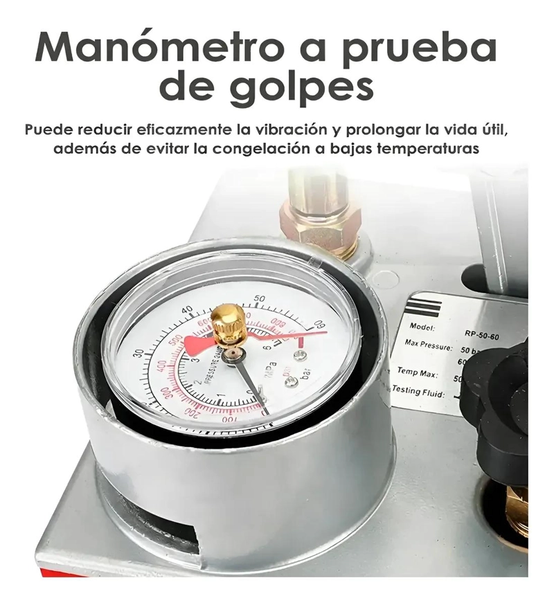 BOMBA MANUAL PARA PRUEBA DE PRESION HIDRAULICA 0-50 BAR - 5