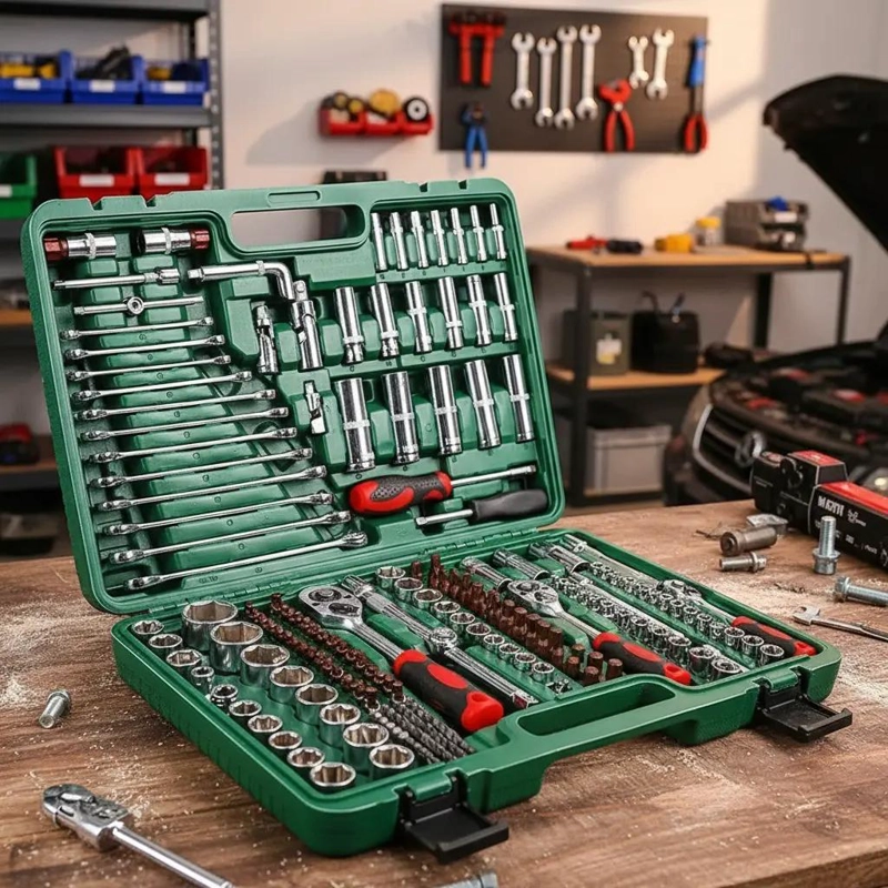 CAJA DE HERRAMIENTAS CON DADOS Y LLAVES 216 PIEZAS - 1
