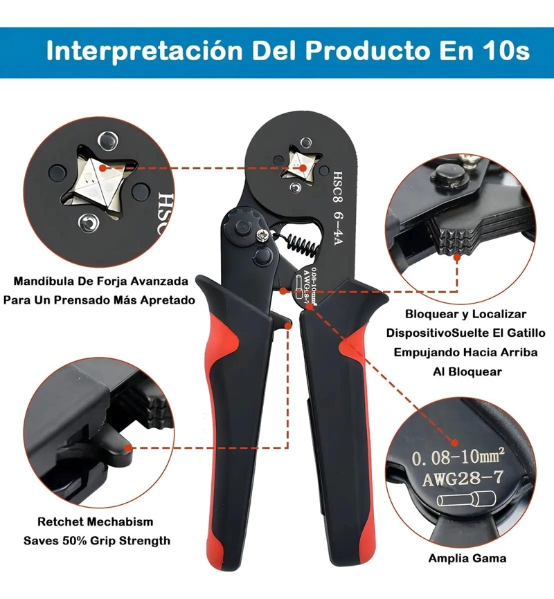 ALICATE CRIMPADOR AJUSTABLE PARA TERMINALES 6-4A - 4