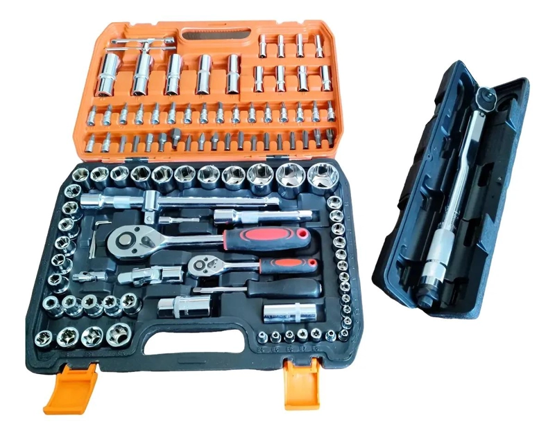 SET DE DADOS 108 PIEZAS CON LLAVE TORQUE 3/8 19-110NM - 1
