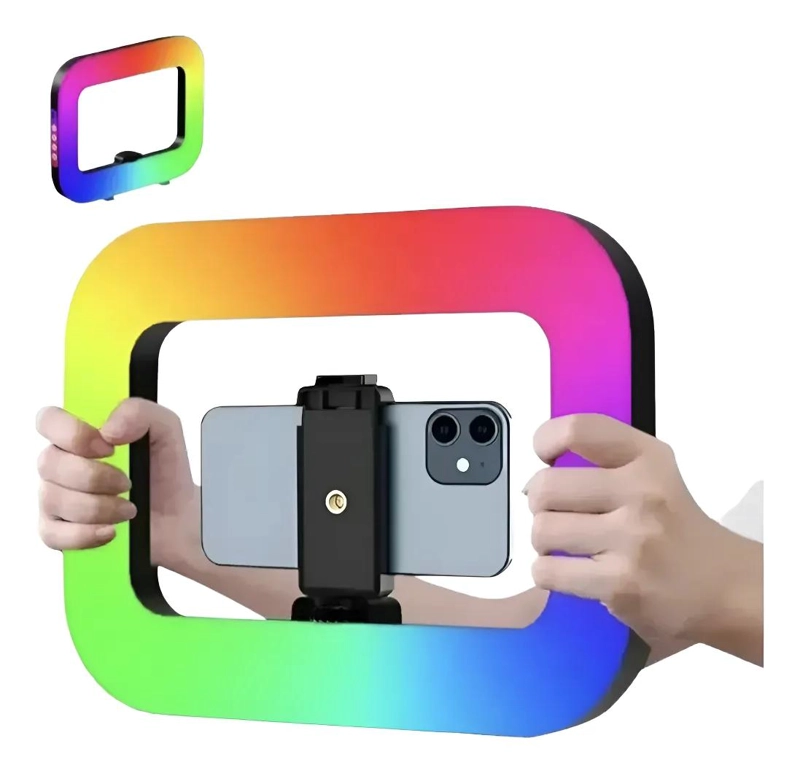 GENÉRICO LUZ LED RGB RECTANGULAR CON SOPORTE PARA CELULAR