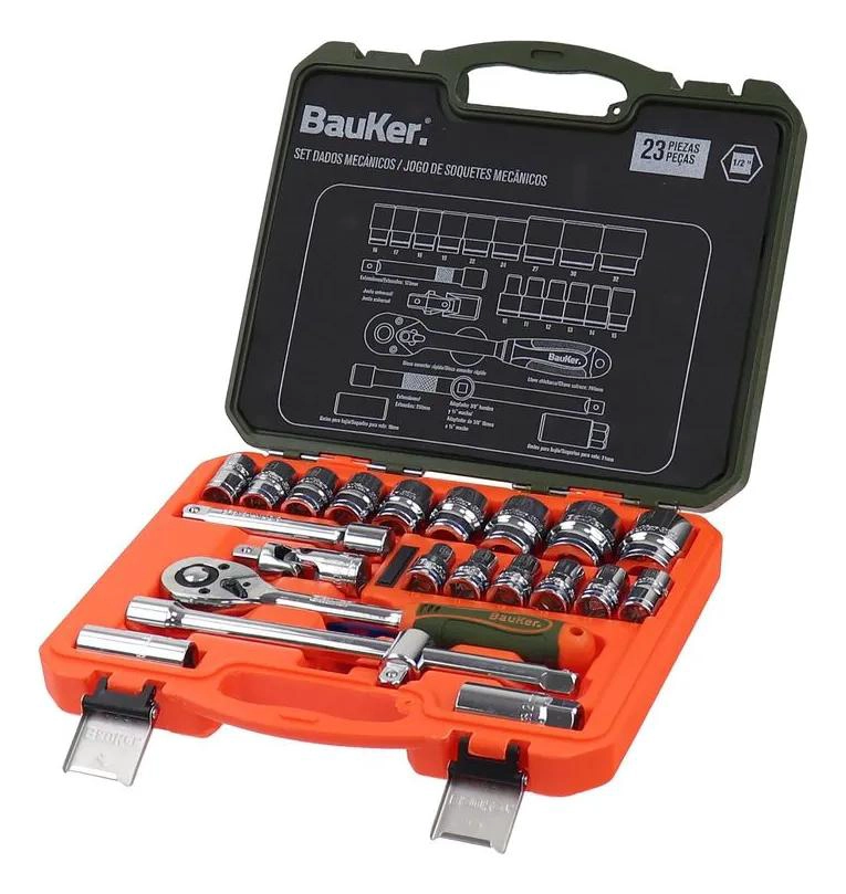 SET DE DADOS MECANICO 23 PIEZAS CON CARRACA Y EXTENSIONES - 1