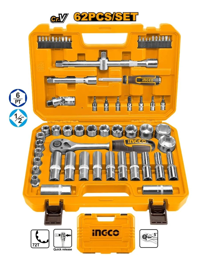 SET DE 62 DADOS CON PUNTAS Y LLAVE CRIQUE 1/2'' - 2
