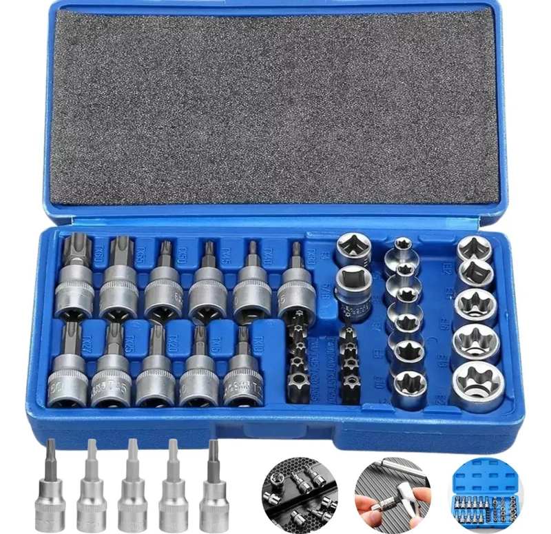 JUEGO DE DADOS TORX HEMBRA Y MACHO 34 PIEZAS 3/8 - 1