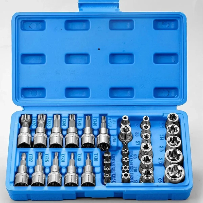 JUEGO DE DADOS TORX HEMBRA Y MACHO 34 PIEZAS 3/8 - 2