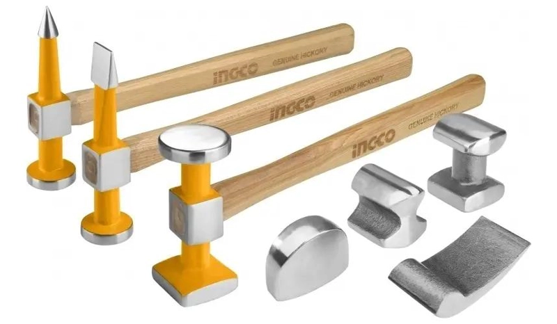 JUEGO DE 7 MARTILLOS DESABOLLADORES CON MANGO DE MADERA - 2