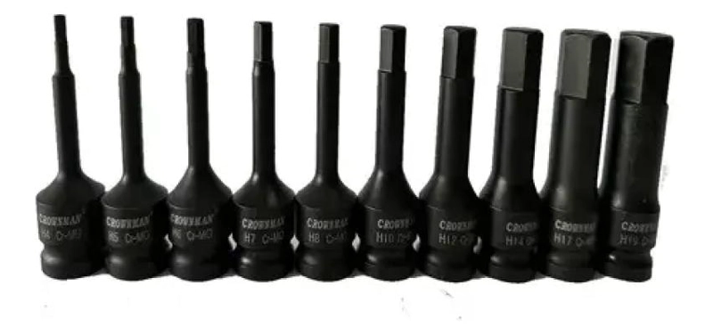 SET DE DADOS HEXAGONAL LARGO IMPACTO 1/2' H4 A H19MM - 1