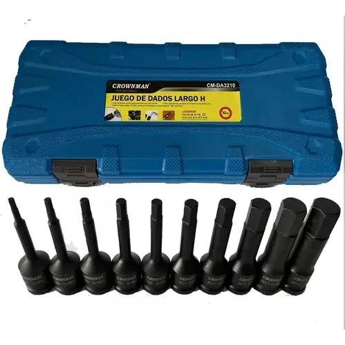 SET DE DADOS HEXAGONAL LARGO IMPACTO 1/2' H4 A H19MM - 2