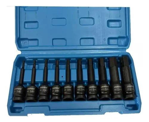 SET DE DADOS HEXAGONAL LARGO IMPACTO 1/2' H4 A H19MM - 3