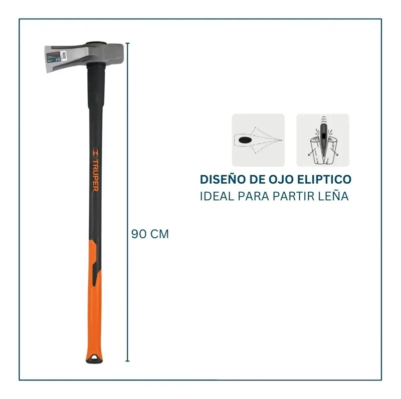 HACHA LEÑADORA PARTIDORA 8 LIBRAS COMBO - 4