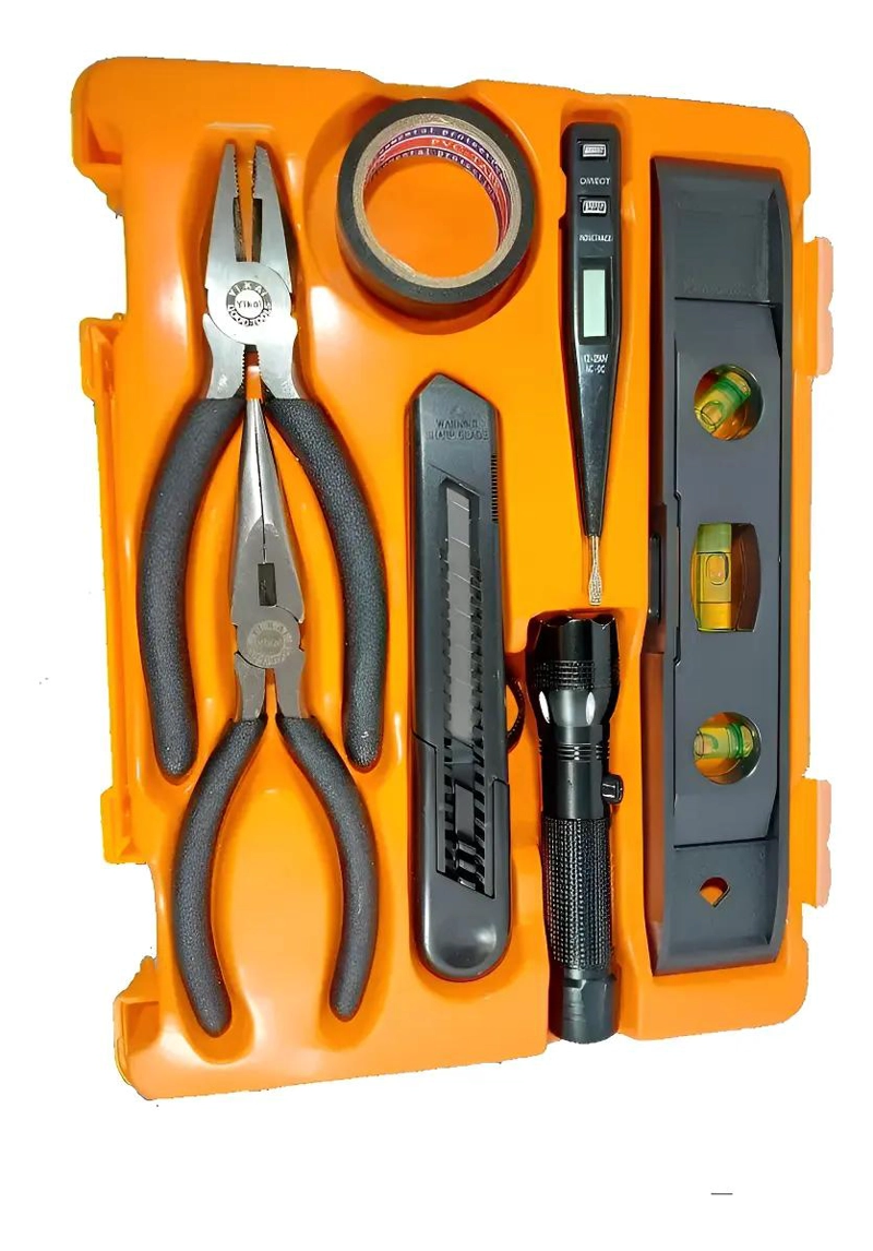 SET DE HERRAMIENTAS COMPLETO CON LINTERNA Y MEDIDOR 7 PCS - 1