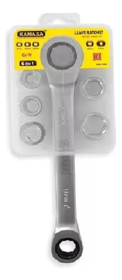 LLAVE CHICHARRA COMBINADA PUNTA CORONA 6 EN 1 PLATEADA - 3