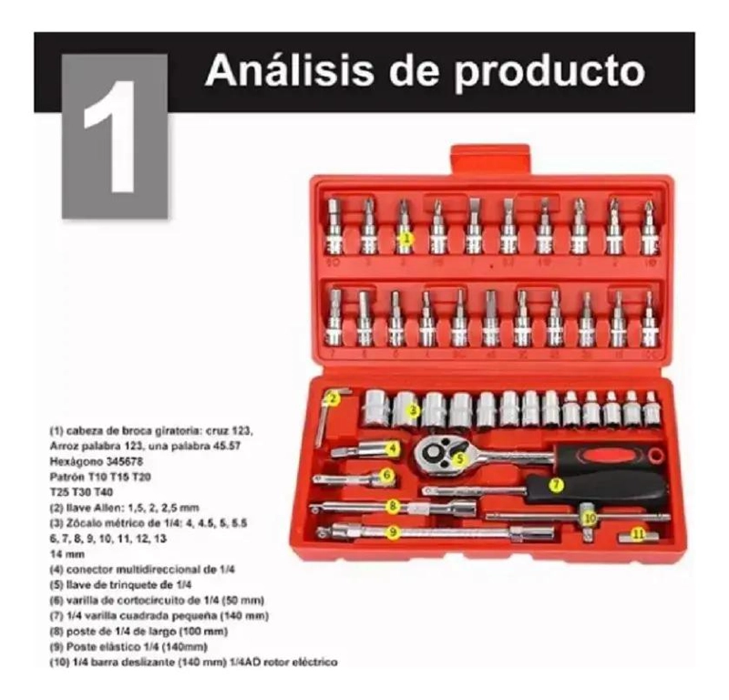 JUEGO DE DADOS DE ACERO CON MANGO ANTIDESLIZANTE - 2