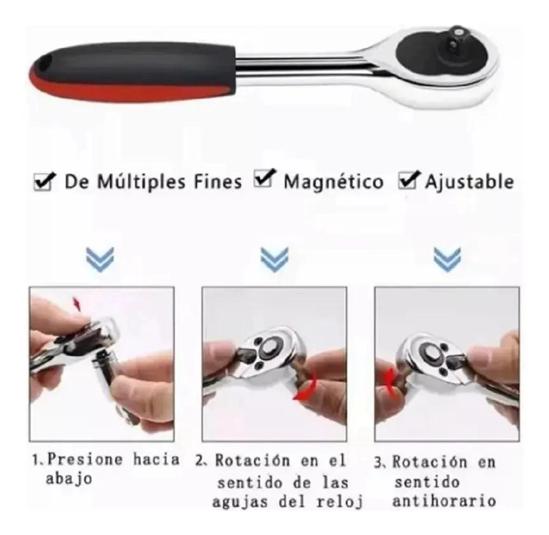 JUEGO DE DADOS DE ACERO CON MANGO ANTIDESLIZANTE - 9