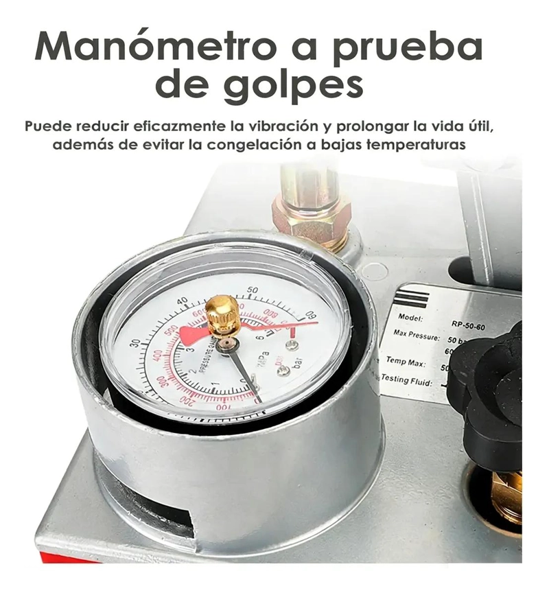 BOMBA MANUAL PARA PRUEBA DE PRESION HIDRAULICA 0-60 BAR - 5