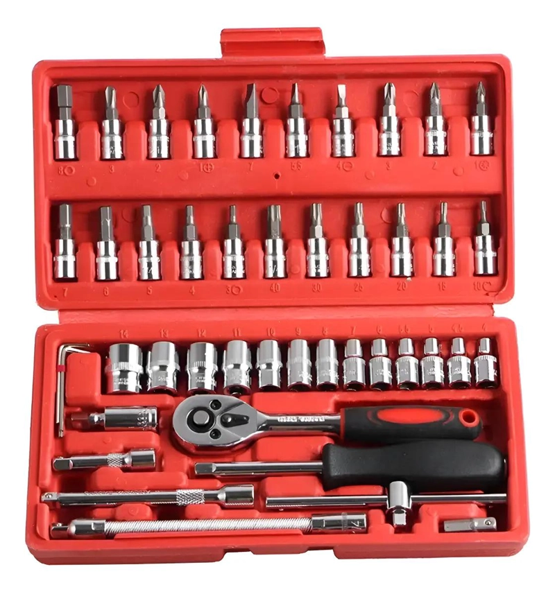 SET DE HERRAMIENTAS CON 46 PIEZAS DE DADOS MECANICOS - 1