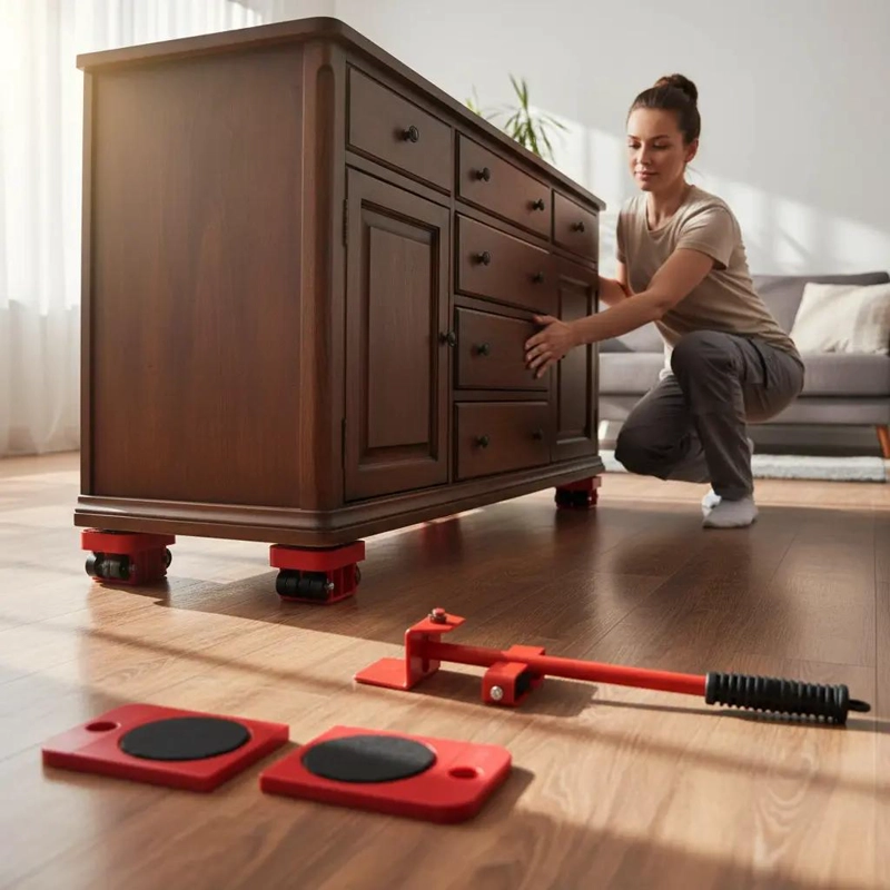 JUEGO DE ELEVADORES DE MUEBLES CON RUEDAS - 7