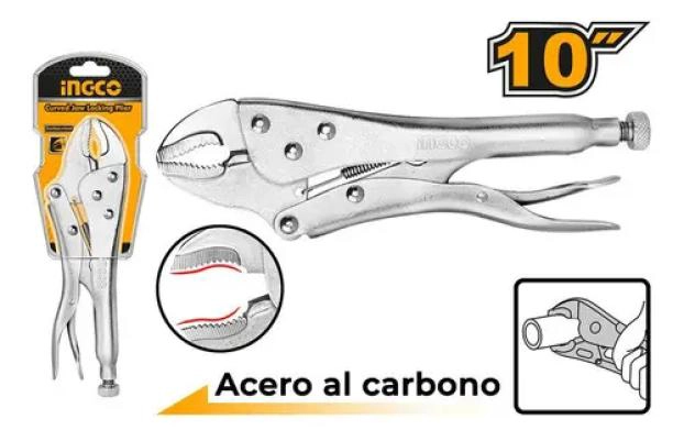 PINZA DE PRESION 10' CON MORDAZA CURVA DE ACERO - 2