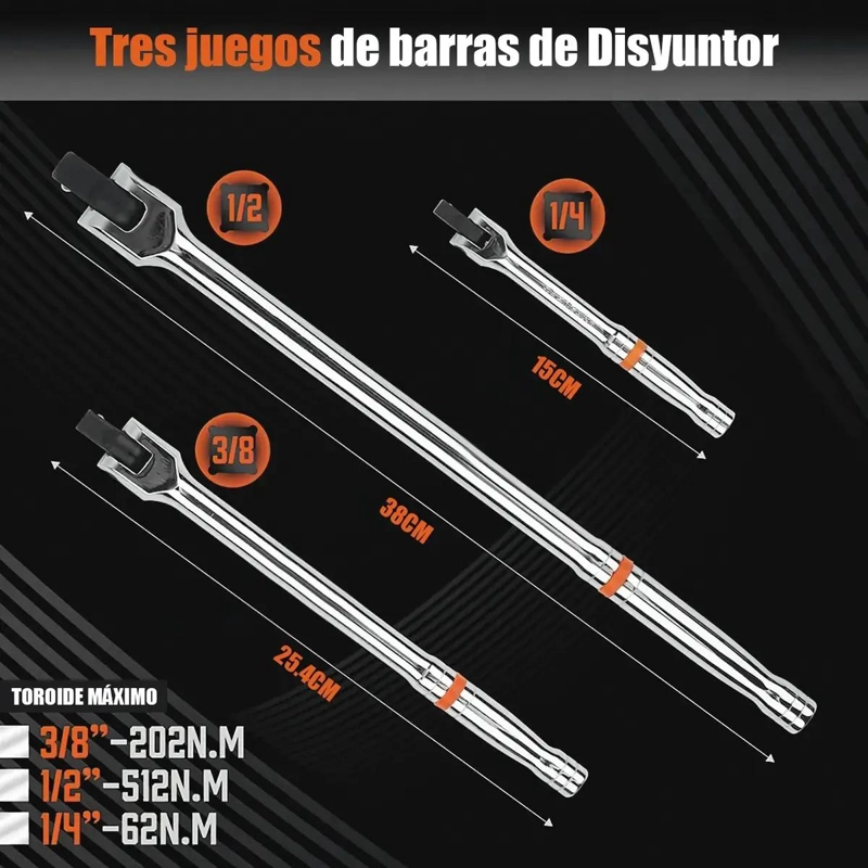 JUEGO DE MANERALES Y LLAVES 1/2, 3/8 Y 1/4 - 2