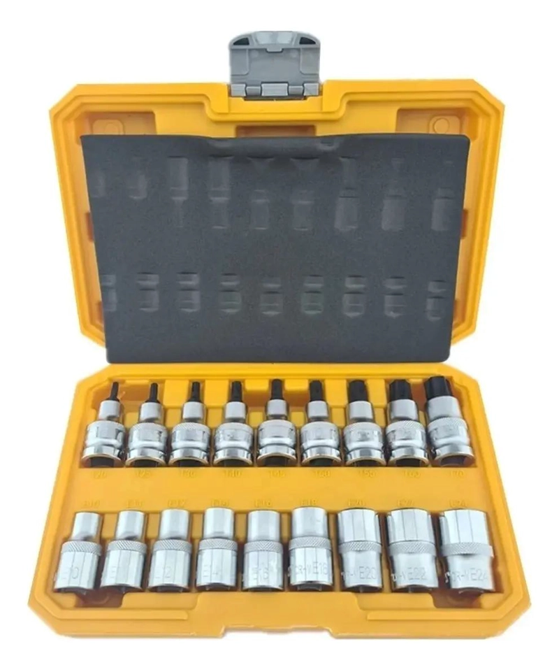 KIT 18 DADOS TORX ESTRELLA 1/2 MACHO Y HEMBRA - 1