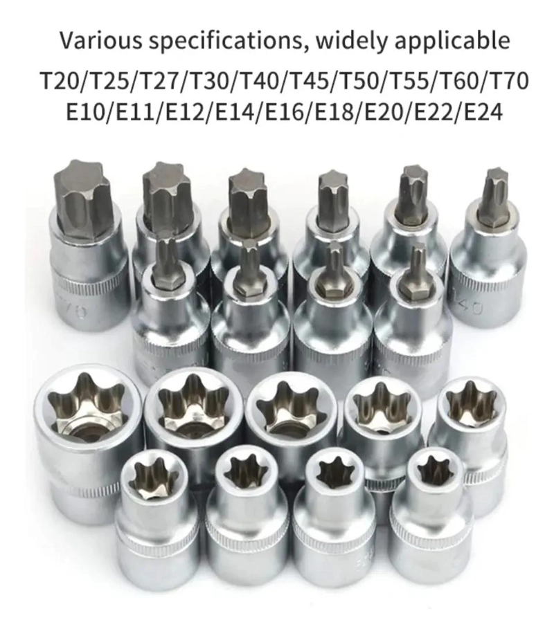 KIT DE DADOS ESTRELLA PUNTA TORX 1/2 PULG MACHO Y HEMBRA - 3