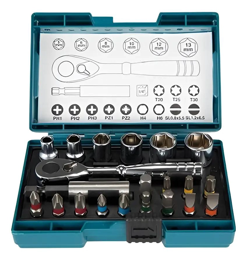 SET DE PUNTAS Y LLAVE DE TRINQUETE CON 21 PIEZAS - 1