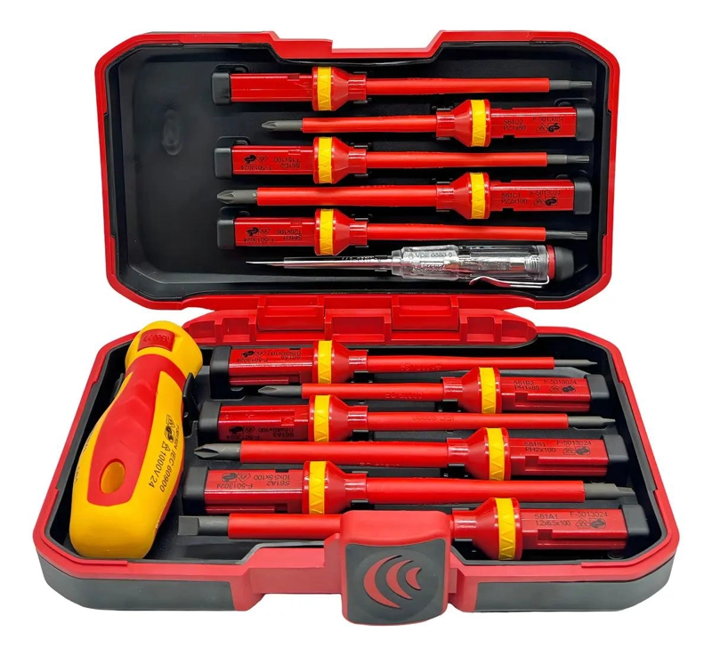 SET DE DESATORNILLADORES AISLADOS 1000V CON 11 PUNTAS - 1