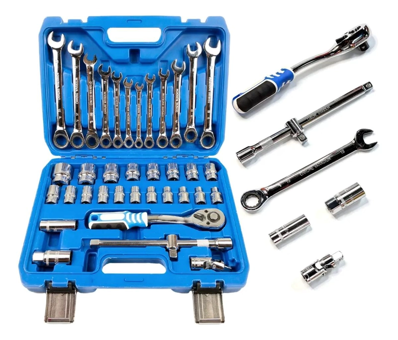 KIT DE HERRAMIENTAS CON DADOS Y LLAVES 37 PIEZAS - 1