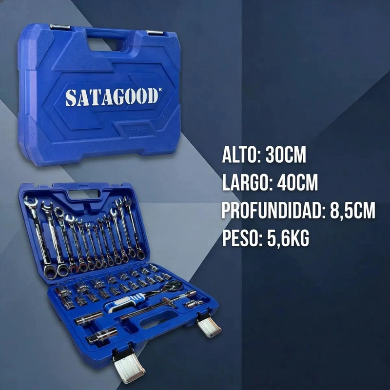 KIT DE HERRAMIENTAS CON DADOS Y LLAVES 37 PIEZAS - 5