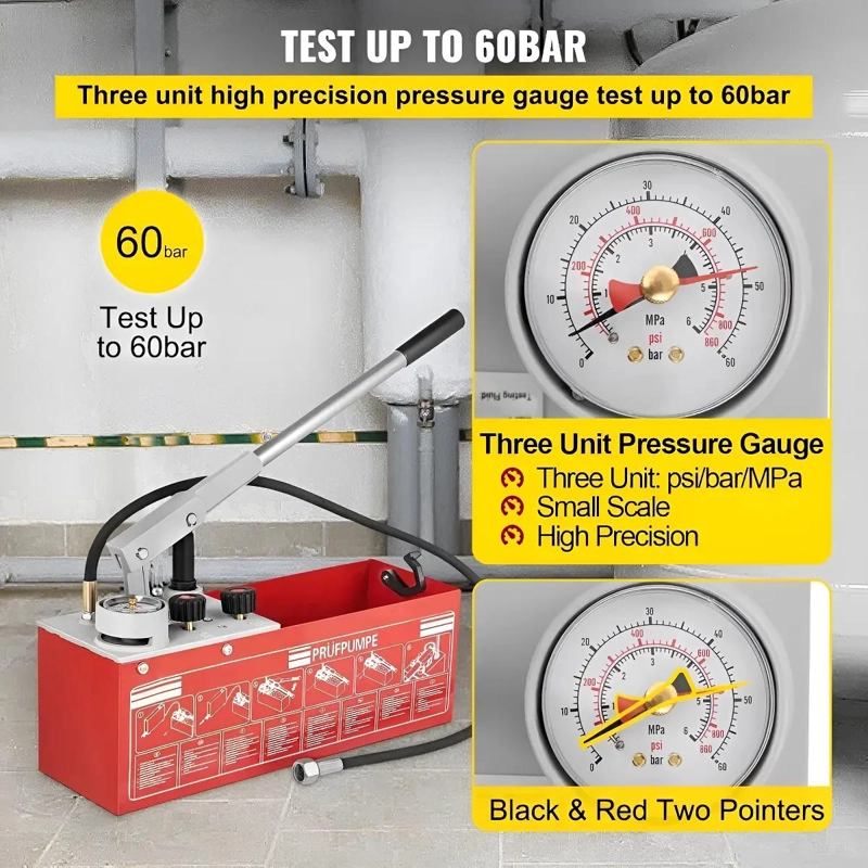 BOMBA MANUAL PARA PRUEBA DE PRESION HIDRAULICA 0-60 BAR - 5