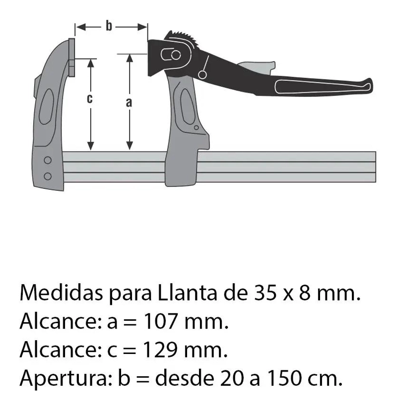 PRENSA CARPINTERO PALANCA RIEL 35X8MM 80CM - 3