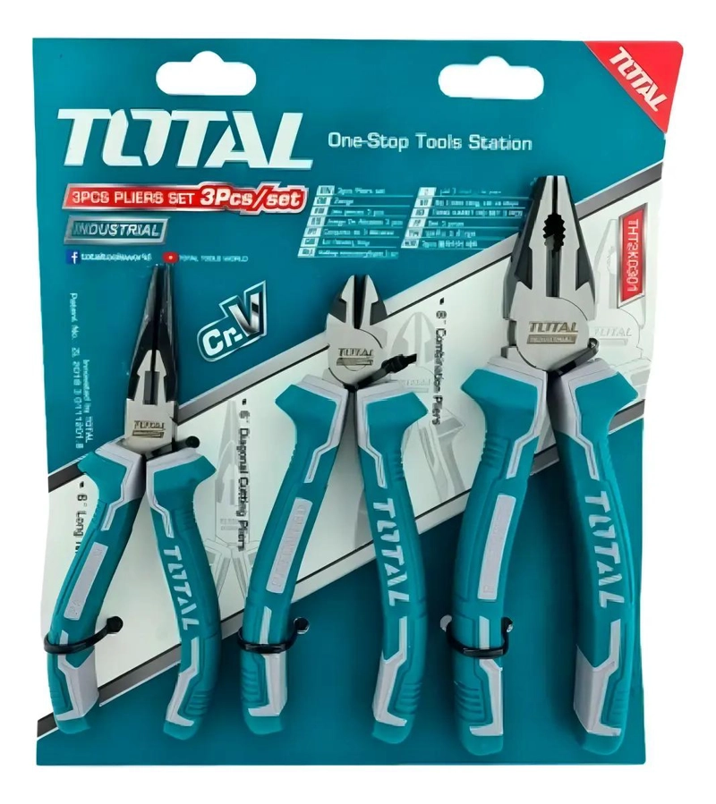 KIT JUEGO DE ALICATES 3 PIEZAS CON MANGO ANTIDESLIZANTE - 1