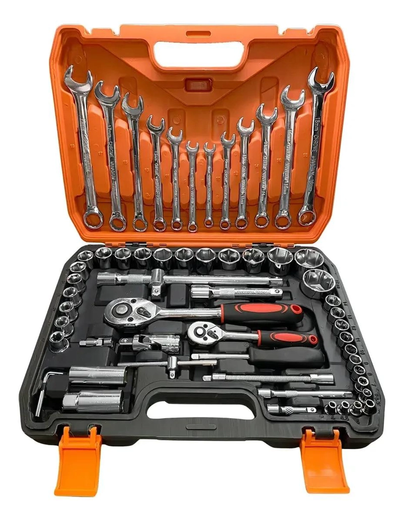 KIT DE HERRAMIENTAS 61 PIEZAS CON DADOS Y LLAVES - 1