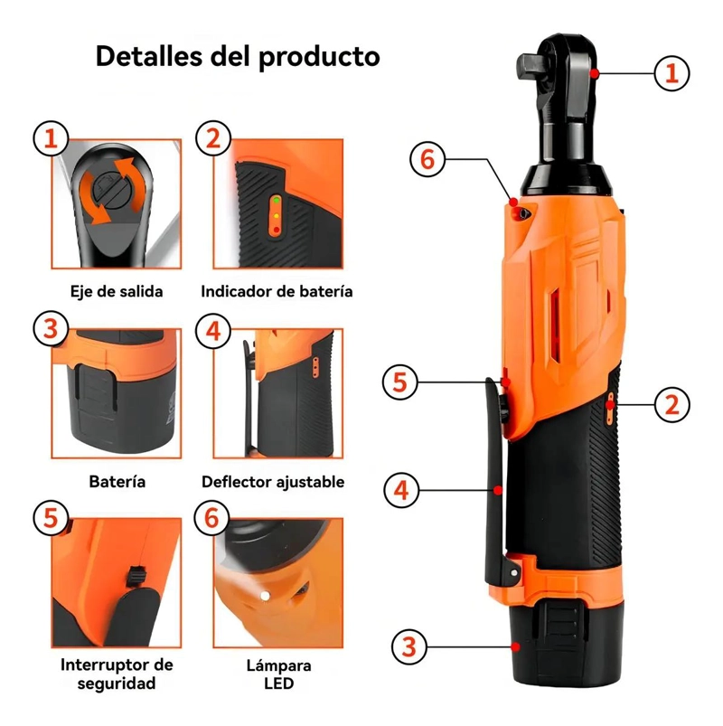 LLAVE CHICHARRA INALAMBRICA 3/8' CON 2 BATERIAS Y KIT - 5