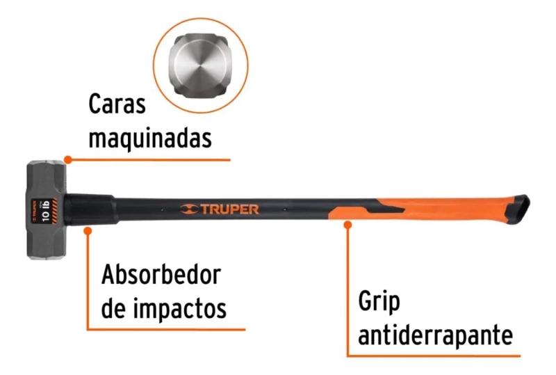 COMBO MARTILLO 10 LBS MANGO FIBRA DE VIDRIO - 2