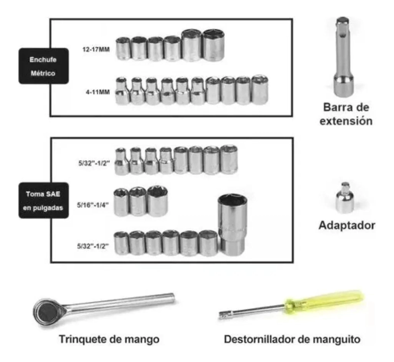 JUEGO DE HERRAMIENTAS 40 PIEZAS LLAVES DE TUBO - 6