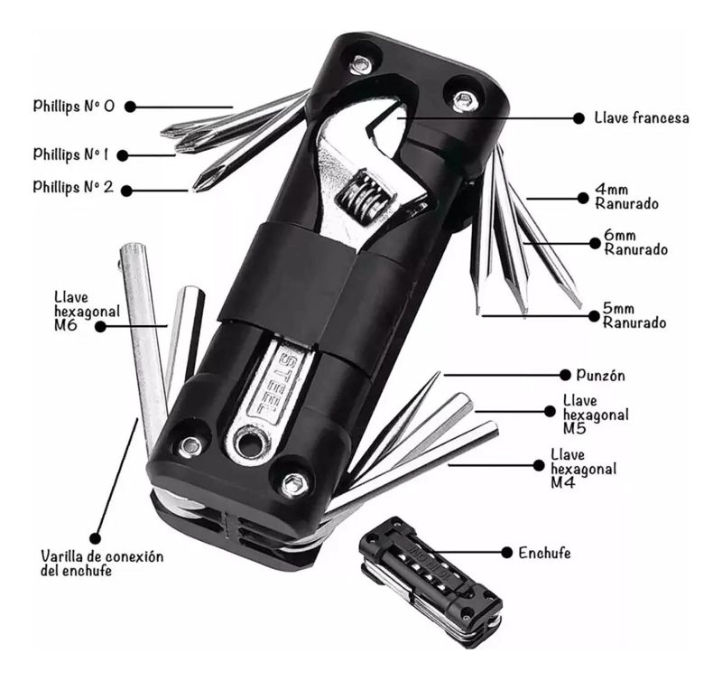 KIT DE LLAVES Y HERRAMIENTAS MULTIUSOS PARA BICICLETA Y M - 4