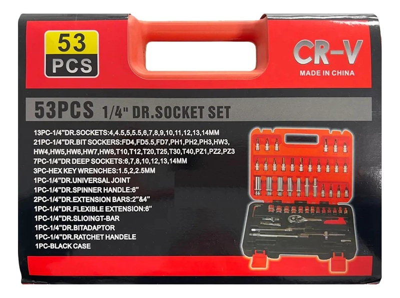 JUEGO DE DADOS Y PUNTAS MAGNE TICAS 53 PIEZAS 1/4'' - 3