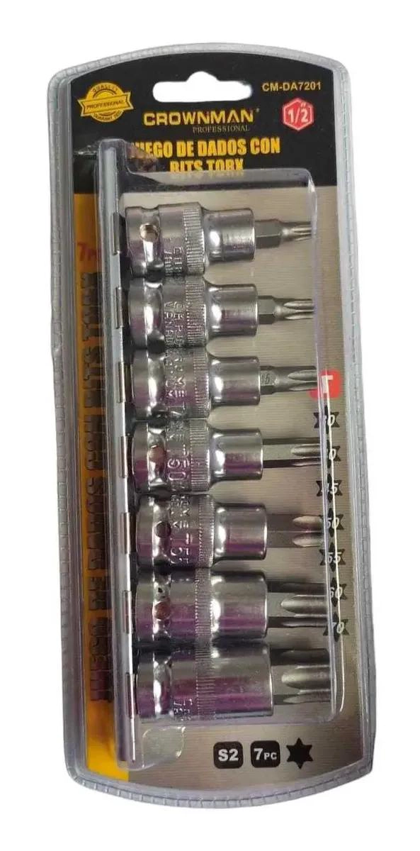 SET DE DADOS PUNTA TORX MACHO 7 PIEZAS 1/2 PULG - 1